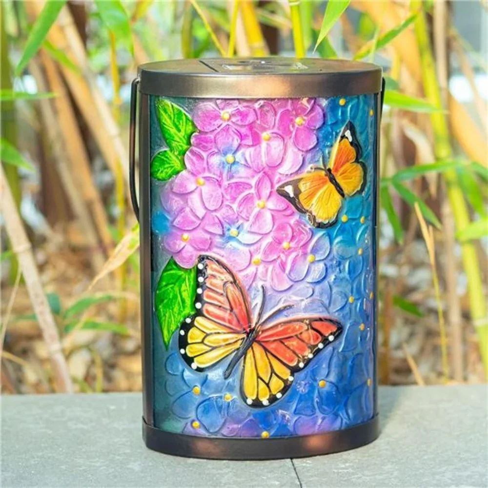 Hanging Solar Lantern Outdoor Waterproof LED Solar Lights Butterfly